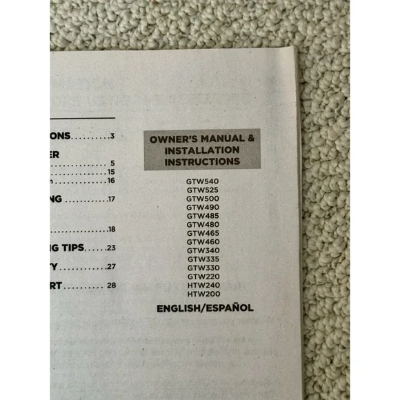 GE Profile Washer G033 Paper Owner's Manual & Installation Instructions - Picture 3 of 4
